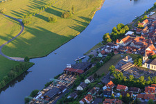 Village view at the Main ferry Wipfeld from the north in Wipfeld in the state Bavaria, Germany