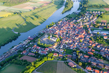 Village on the river bank areas of the Main river in Wipfeld in the state Bavaria, Germany