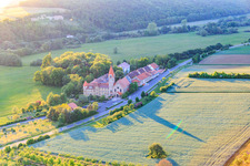 Building complex of the girls' boarding school Antonia-Werr-Zentrum in the monastery in St. Ludwig Monastery in Wipfeld in the state Bavaria, Germany from above