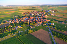 Aerial view of Village view from the northeast in Kolitzheim in the state Bavaria, Germany