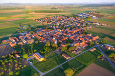 Aerial photograpy of Village view from the northeast in Kolitzheim in the state Bavaria, Germany