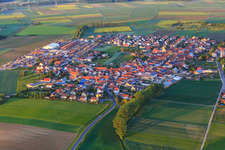 Aerial view of Village view from the west in the district Unterspiesheim in Kolitzheim in the state Bavaria, Germany