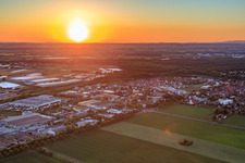 Industrial area at sunset in Schwebheim in the state Bavaria, Germany