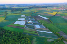 Aerial view of Horticulture Dieter Denzer in Grettstadt in the state Bavaria, Germany