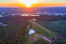 Aerial photograpy of Schweinfurt-Süd Airport EDFS at sunset in Gochsheim in the state Bavaria, Germany
