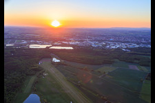 Schweinfurt-Süd Airport EDFS at sunset in Gochsheim in the state Bavaria, Germany from above