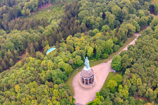 Oblique view of Hermann Monument in the district Hiddesen in Detmold in the state North Rhine-Westphalia, Germany