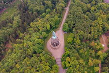Hermann Monument in the district Hiddesen in Detmold in the state North Rhine-Westphalia, Germany from above
