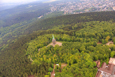 Hermann Monument in the district Hiddesen in Detmold in the state North Rhine-Westphalia, Germany out of the air