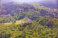 Externsteine cult site from the Middle Ages with nature reserve in the district Holzhausen-Externsteine in Horn-Bad Meinberg in the state North Rhine-Westphalia, Germany