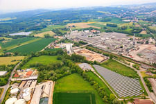 Open-space PV system in front of the power plant Horn GmbH Horn Bad Meinberg in the district Horn in Horn-Bad Meinberg in the state North Rhine-Westphalia, Germany