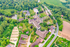 Aerial view of Abbey Church of St. James the Elder Marienmünster in the district Münsterbrock in Marienmünster in the state North Rhine-Westphalia, Germany