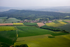 Village - view on the edge of agricultural fields and farmland in Voremberg in the state Lower Saxony, Germany