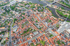 Horse Market with St. Nicolai Market Church. Bäckerstraße x Osterstraße in Hameln in the state Lower Saxony, Germany