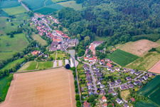 Aerial view of Castle Hämelschenburg in the district Hämelschenburg in Emmerthal in the state Lower Saxony, Germany
