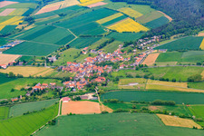 Aerial photograpy of Village view from the northeast in the district Arenborn in Wesertal in the state Hesse, Germany