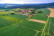 Village view from the southwest in the district Eberhausen in Adelebsen in the state Lower Saxony, Germany