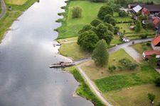 Aerial photograpy of Weser ferry Wahmbeck in the district Wahmbeck in Bodenfelde in the state Lower Saxony, Germany
