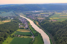 Village view from the northeast in the district Herstelle in Beverungen in the state North Rhine-Westphalia, Germany