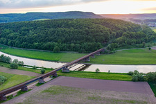 Werden railway bridge over the Weser in the district Meinbrexen in Lauenförde in the state Lower Saxony, Germany