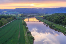 Kennedy Bridge over the Weser in Boffzen in the state Lower Saxony, Germany