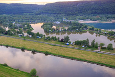 Ahlemeyer recreational area beyond the Weser in the district Godelheim in Höxter in the state North Rhine-Westphalia, Germany