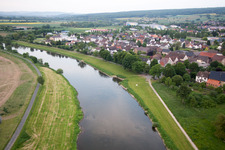 Village on the river bank areas of the Weser river in the district Wehrden in Boffzen in the state Lower Saxony