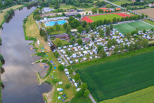 Aerial view of Wesercamping Höxter in Höxter in the state North Rhine-Westphalia, Germany