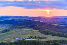 Aerial photograpy of Höxter-Holzminden Airport (EDVI) on the Rauschenberg in the district Albaxen in Höxter in the state North Rhine-Westphalia, Germany