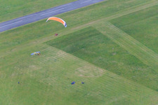 Oblique view of Höxter-Holzminden Airport (EDVI) on the Rauschenberg in the district Albaxen in Höxter in the state North Rhine-Westphalia, Germany
