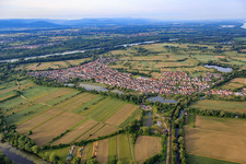 Village view from the north in Neuburg am Rhein in the state Rhineland-Palatinate, Germany