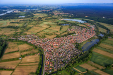 Village view from the east in Neuburg am Rhein in the state Rhineland-Palatinate, Germany