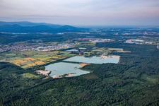 Gravel pit, quarry ponds from the northwest in Malsch in the state Baden-Wuerttemberg, Germany