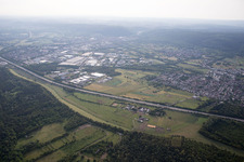 Aerial view of District Bruchhausen in Ettlingen in the state Baden-Wuerttemberg, Germany