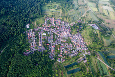 Village - view on the edge of agricultural fields and farmland in Sulzbach in the state Baden-Wurttemberg, Germany