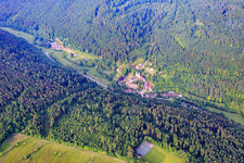 Aerial photograpy of Frauenalb Monastery Ruins in the district Schielberg in Marxzell in the state Baden-Wuerttemberg, Germany