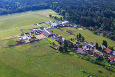 Stud farm Dobel in Dobel in the state Baden-Wuerttemberg, Germany seen from above