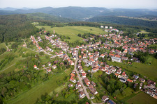 Village - view on the edge of agricultural fields and farmland in Dobel in the state Baden-Wurttemberg