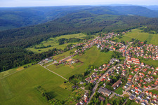 Aerial view of Neuenbürger Street in Dobel in the state Baden-Wuerttemberg, Germany