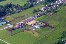 Aerial photograpy of Stud farm Dobel in Dobel in the state Baden-Wuerttemberg, Germany