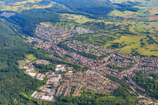 View of the town from the south in Ispringen in the state Baden-Wuerttemberg, Germany