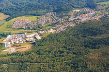 Aerial view of View of the town in Kraichgau from the south in Maulbronn in the state Baden-Wuerttemberg, Germany