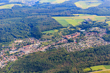 Aerial photograpy of View of the town in Kraichgau from the south in Maulbronn in the state Baden-Wuerttemberg, Germany