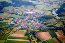 Oblique view of District Häfnerhaslach in Sachsenheim in the state Baden-Wuerttemberg, Germany