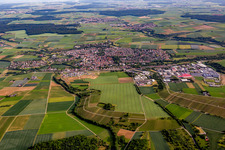 Aerial view of Town View of the streets and houses of the residential areas in Schwaigern in the state Baden-Wurttemberg, Germany