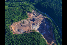 Aerial view of PfalzGranit quarry in Waldhambach in the state Rhineland-Palatinate, Germany