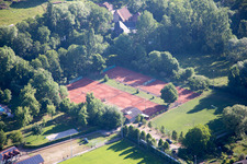 Aerial view of Sports fields in the district Ingenheim in Billigheim-Ingenheim in the state Rhineland-Palatinate, Germany