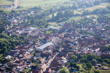 Drone image of District Ingenheim in Billigheim-Ingenheim in the state Rhineland-Palatinate, Germany