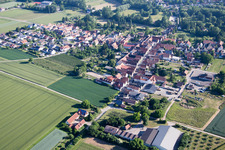 Town View of the streets and houses of the residential areas in the district Muehlhofen in Billigheim-Ingenheim in the state Rhineland-Palatinate