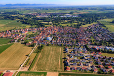 View of the town from the south in Steinweiler in the state Rhineland-Palatinate, Germany